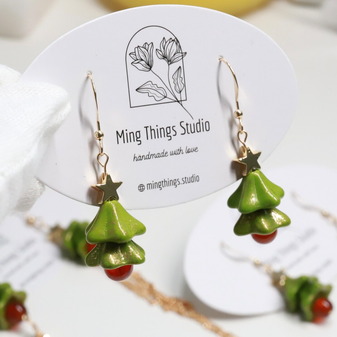 Engraved Christmas Tree Dangle Earrings in Green and White Acrylic Engraved Christmas Tree Dangle Earrings in Green and White Acrylic